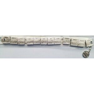 Calendar Year 1997 Slide Charm Bracelet New Vintage Silvertone 12 Charm 12 Month